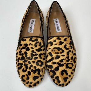 Steve Madden Smile Leopard Calf Hair Loafers size 5